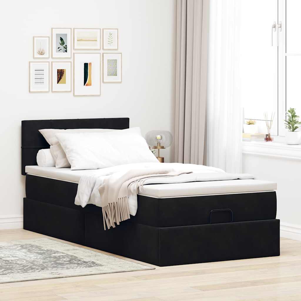 Thumbnail - vidaXL Ottoman-Bett mit Matratze Schwarz 90x200 cm Samt