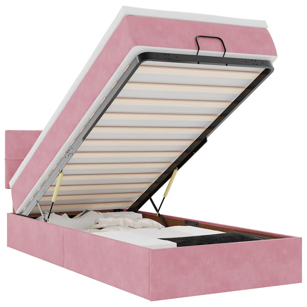 Thumbnail - vidaXL Ottoman-Bett mit Matratze Rosa 90x200 cm Samt