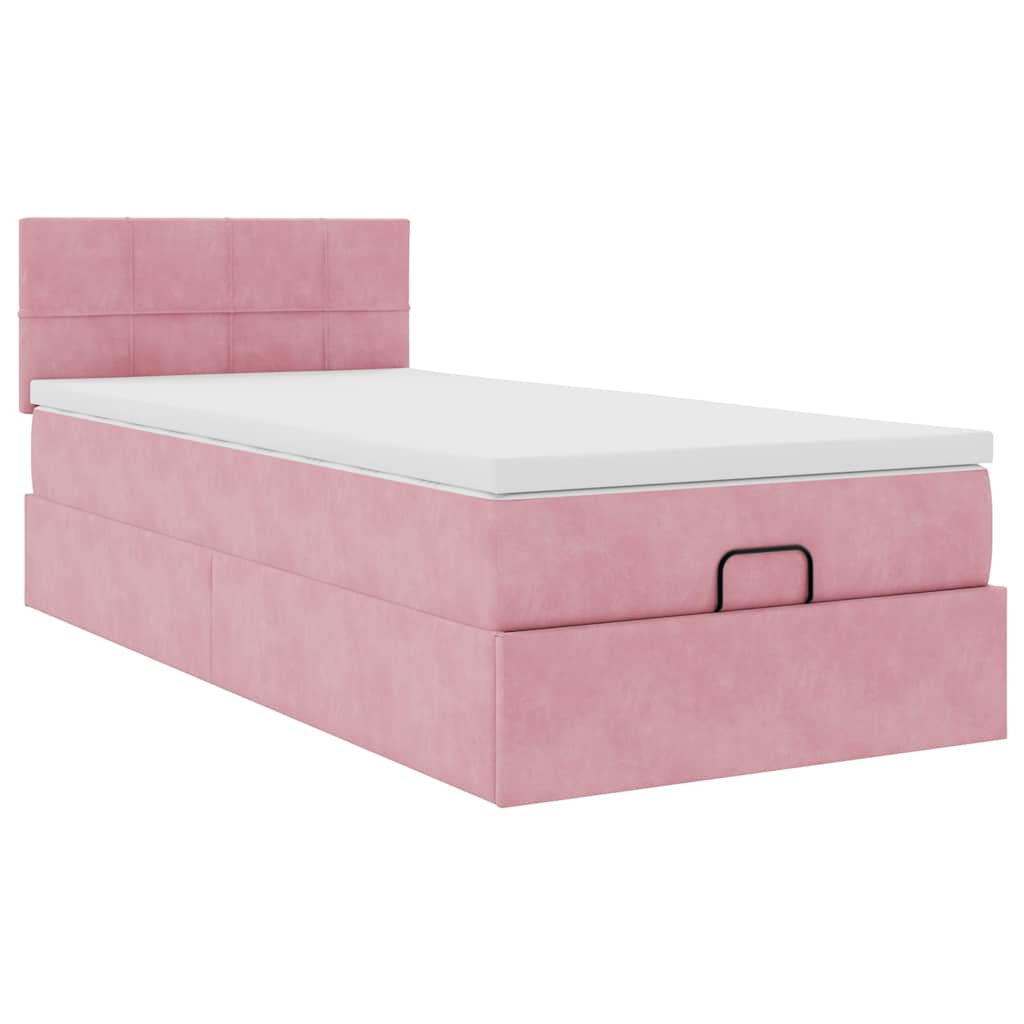 Thumbnail - vidaXL Ottoman-Bett mit Matratze Rosa 100x200 cm Samt
