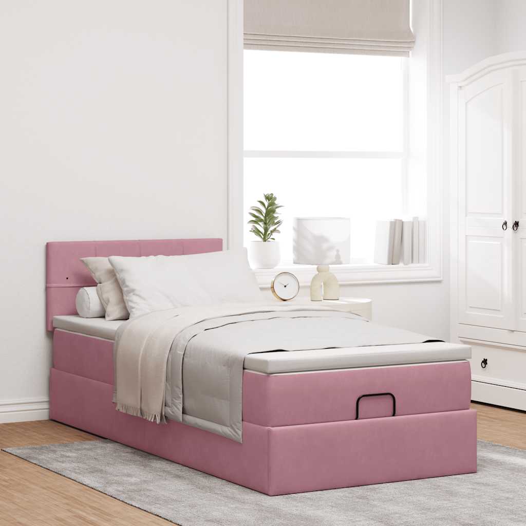 Thumbnail - vidaXL Ottoman-Bett mit Matratze Rosa 100x200 cm Samt
