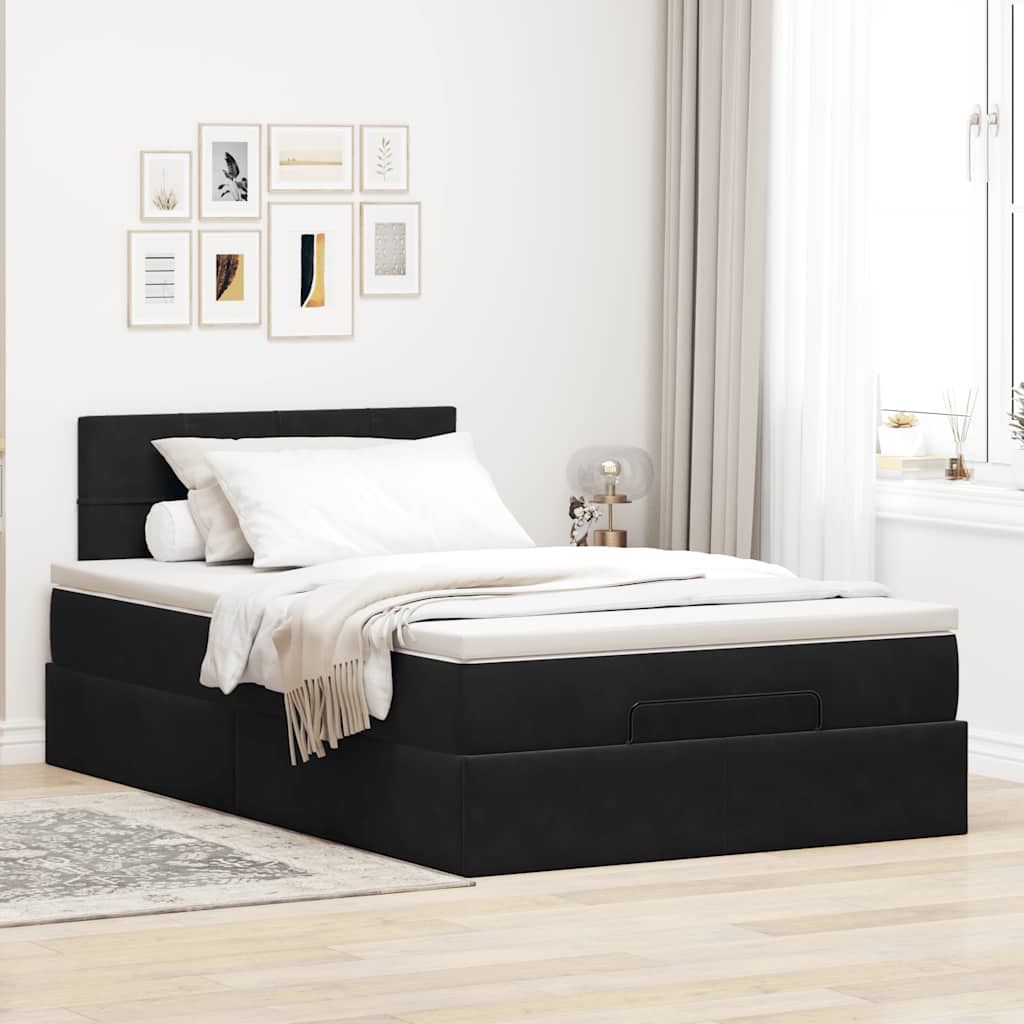 vidaXL Bed poef met matras 120x190 cm fluweel zwart afbeelding