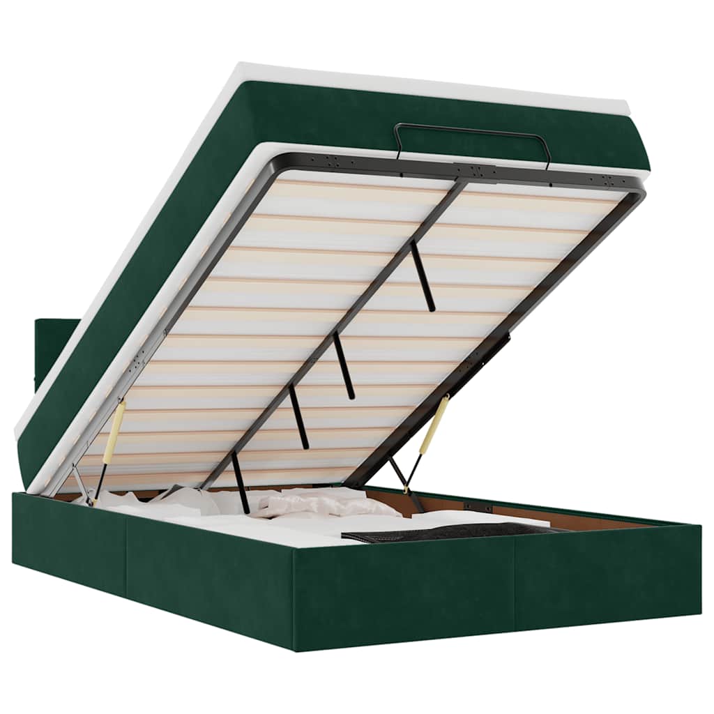 Thumbnail - vidaXL Ottoman-Bett mit Matratze Dunkelgrün 120x190 cm Samt