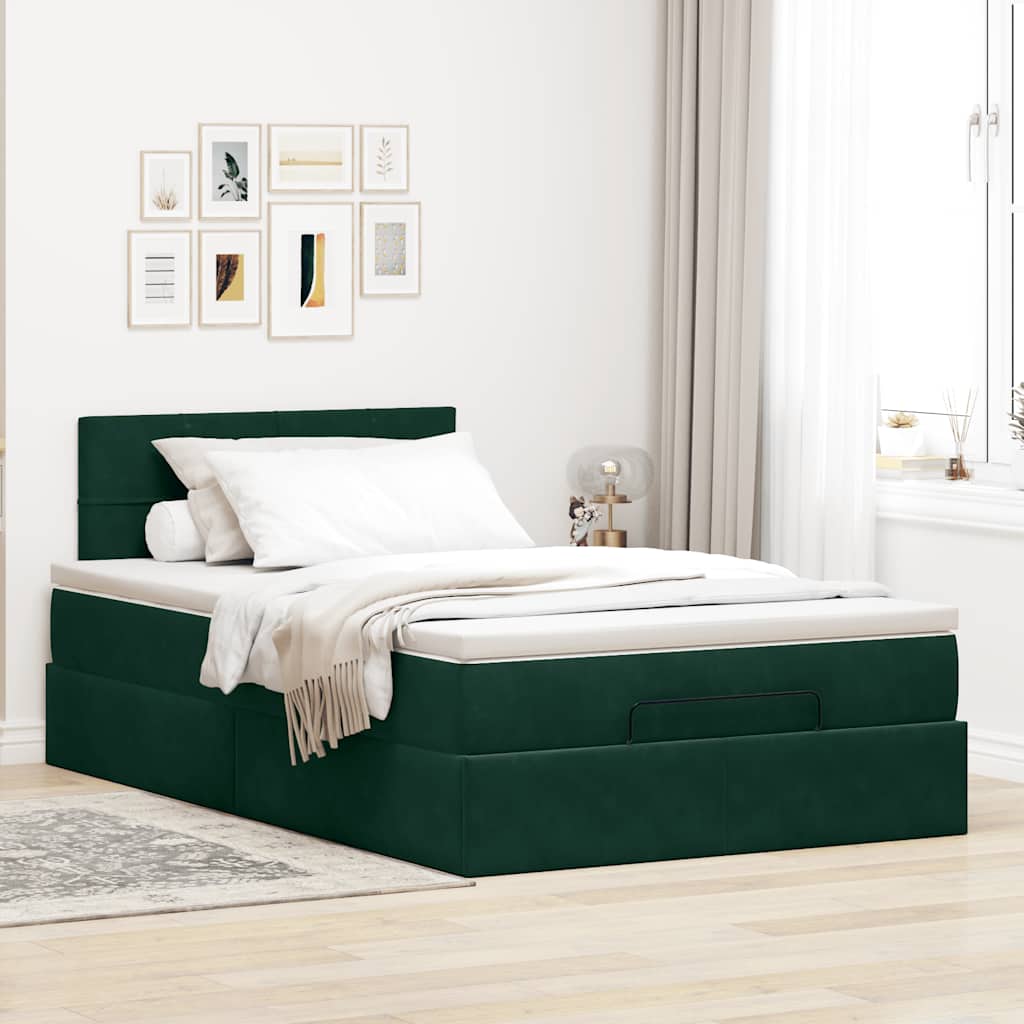 Thumbnail - vidaXL Ottoman-Bett mit Matratze Dunkelgrün 120x190 cm Samt