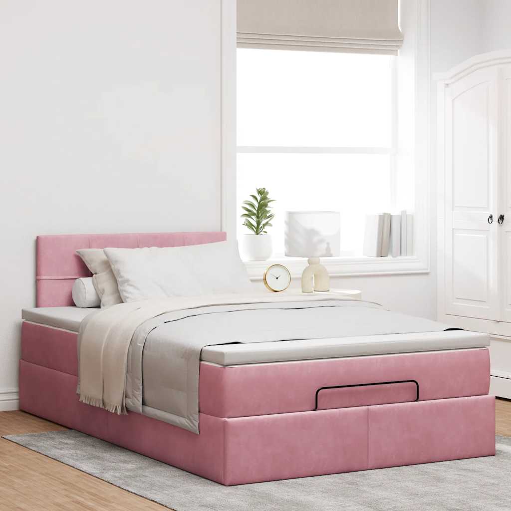 Thumbnail - vidaXL Ottoman-Bett mit Matratze Rosa 120x190 cm Samt