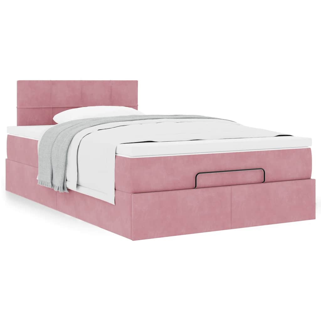 Ottoman-Bett mit Matratze Rosa 120×190 cm Samt