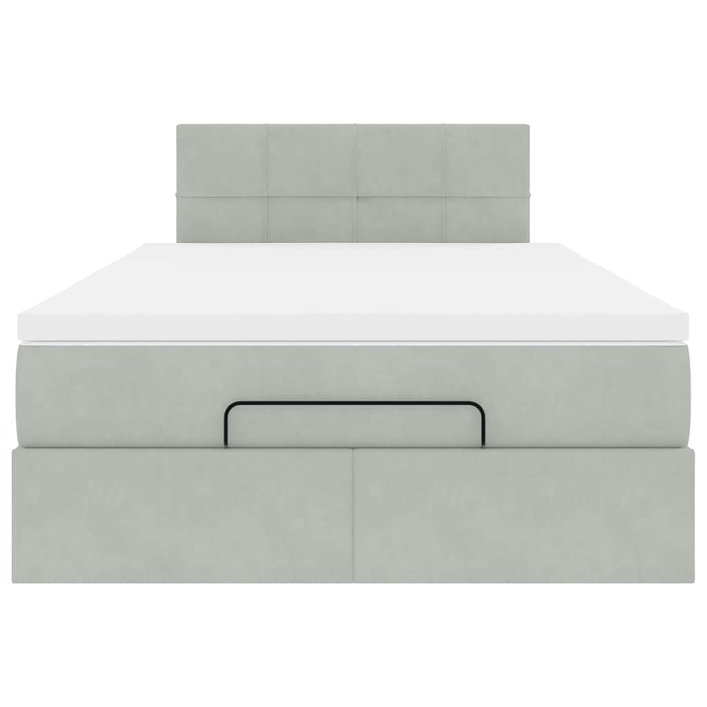 vidaXL Ottoman bed met matras 120x200 cm fluweel lichtgrijs grijs, foto 4