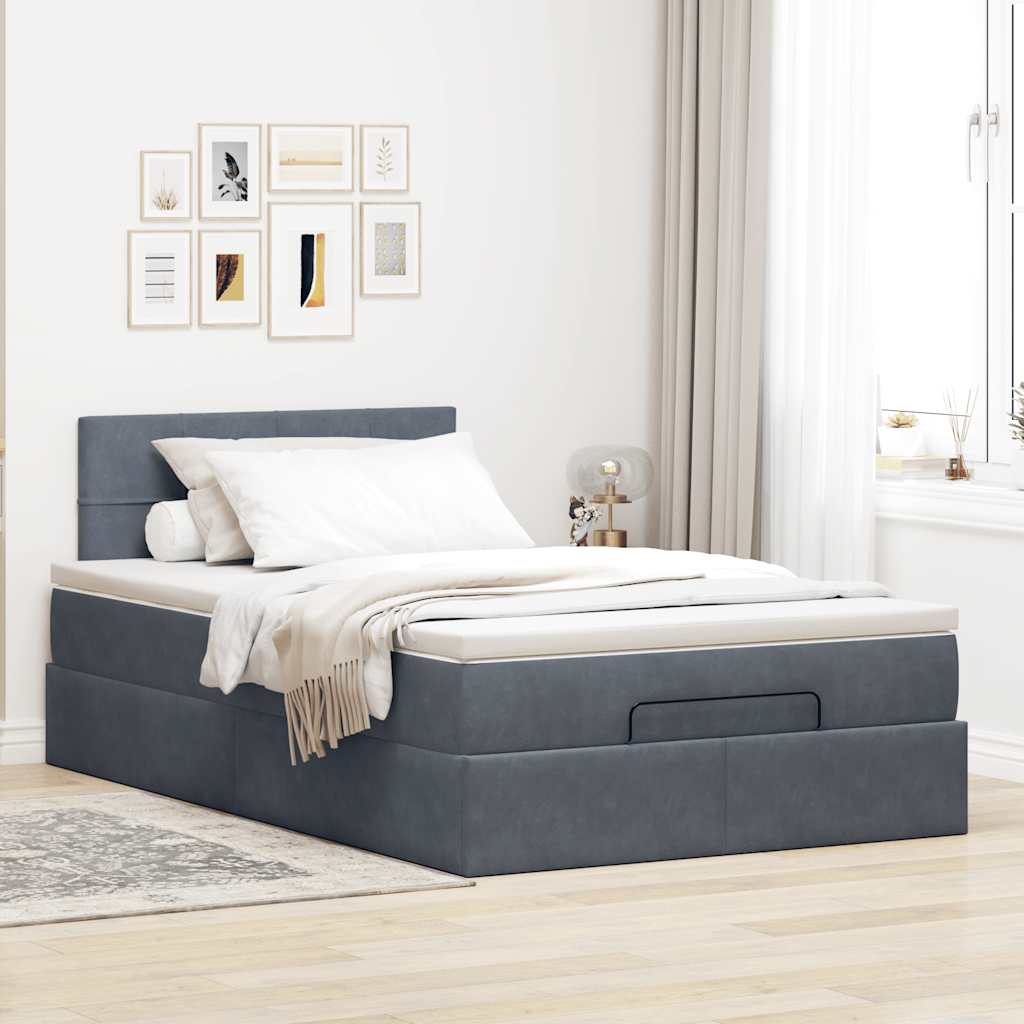 vidaXL Ottoman bed met matras 120x200cm fluweel donkergrijs grijs, foto 2