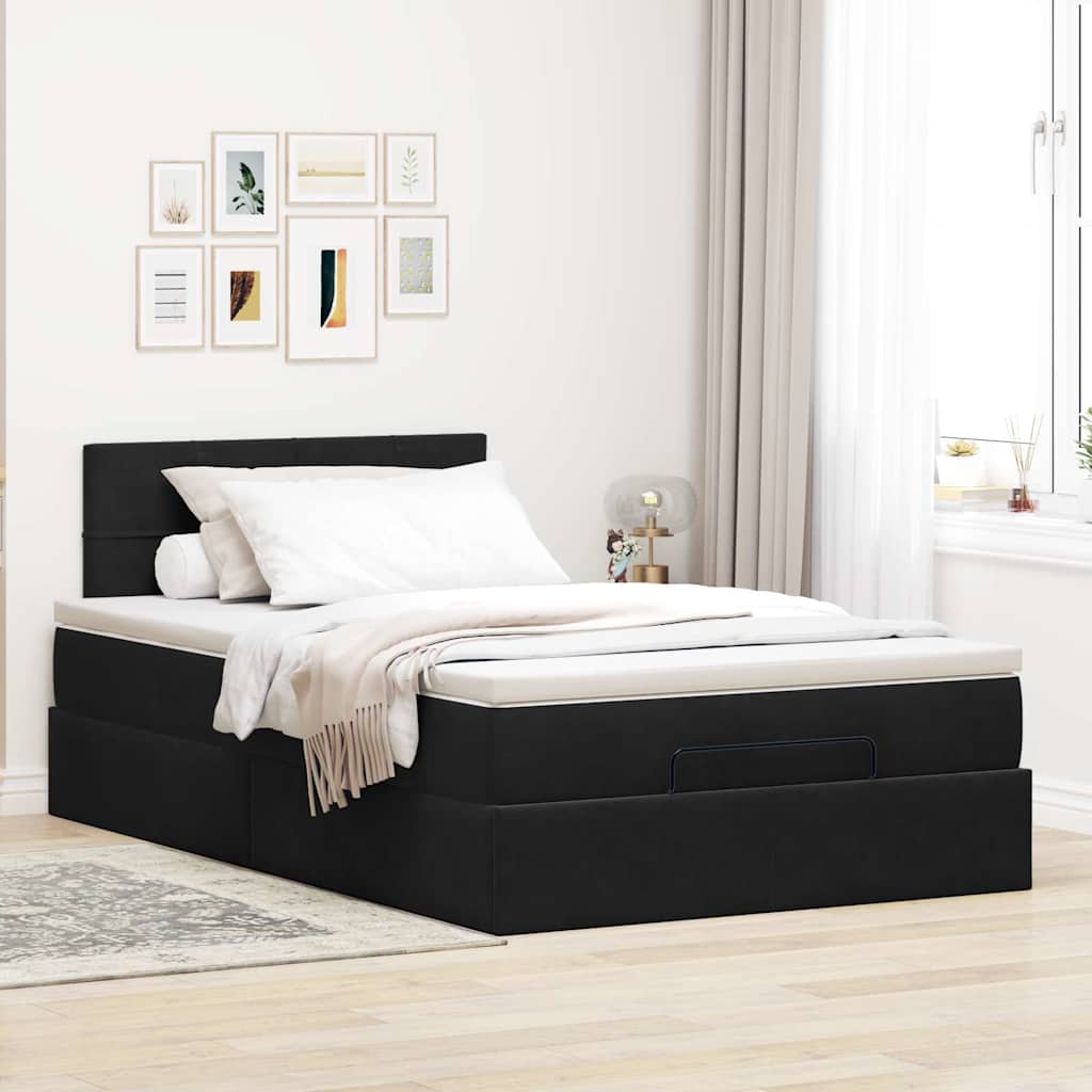 Thumbnail - vidaXL Ottoman-Bett mit Matratze Schwarz 120x200 cm Samt