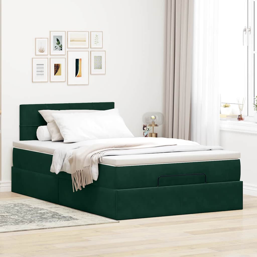 vidaXL Ottoman bed met matras 120x200cm fluweel donkergroen groen, foto 2