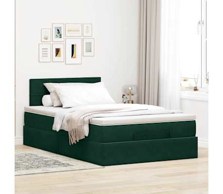 vidaXL Ottoman s&auml;ngram med madrass m&ouml;rkgr&ouml;n 120x200 cm sammet
