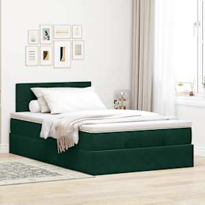 vidaXL Ottoman s&auml;ngram med madrass m&ouml;rkgr&ouml;n 120x200 cm sammet