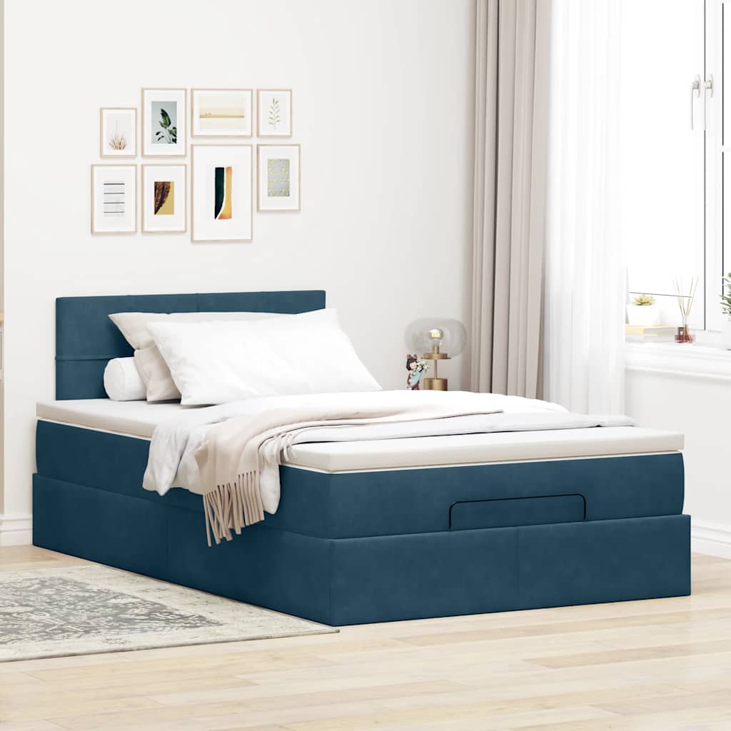 vidaXL Ottoman bed met matras 120x200cm fluweel donkerblauw blauw, foto 2