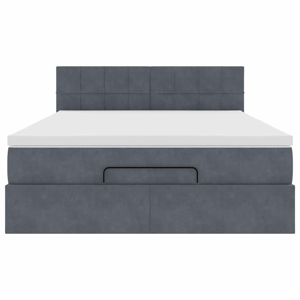vidaXL Ottoman bed met matras 140x190cm fluweel donkergrijs grijs, foto 4