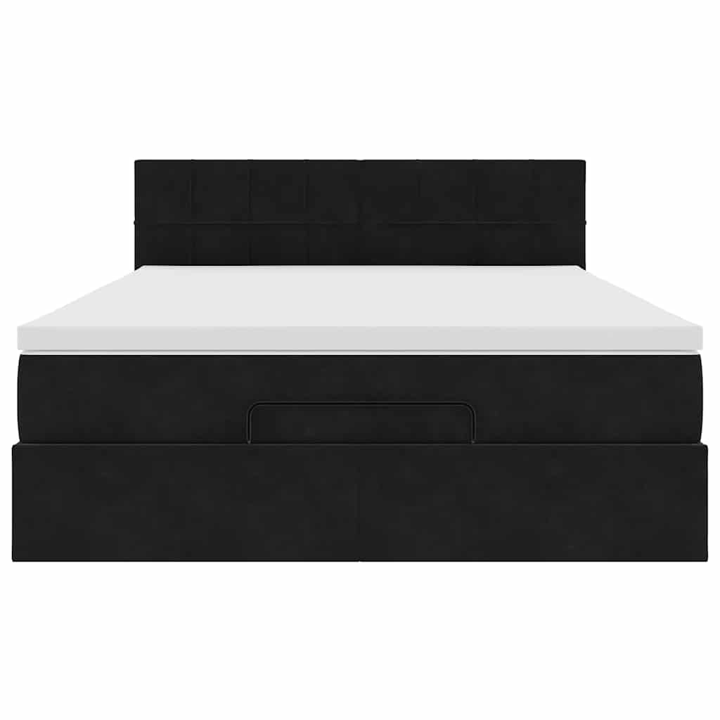 vidaXL Ottoman bed met matras 140x190cm fluweel zwart, foto 4