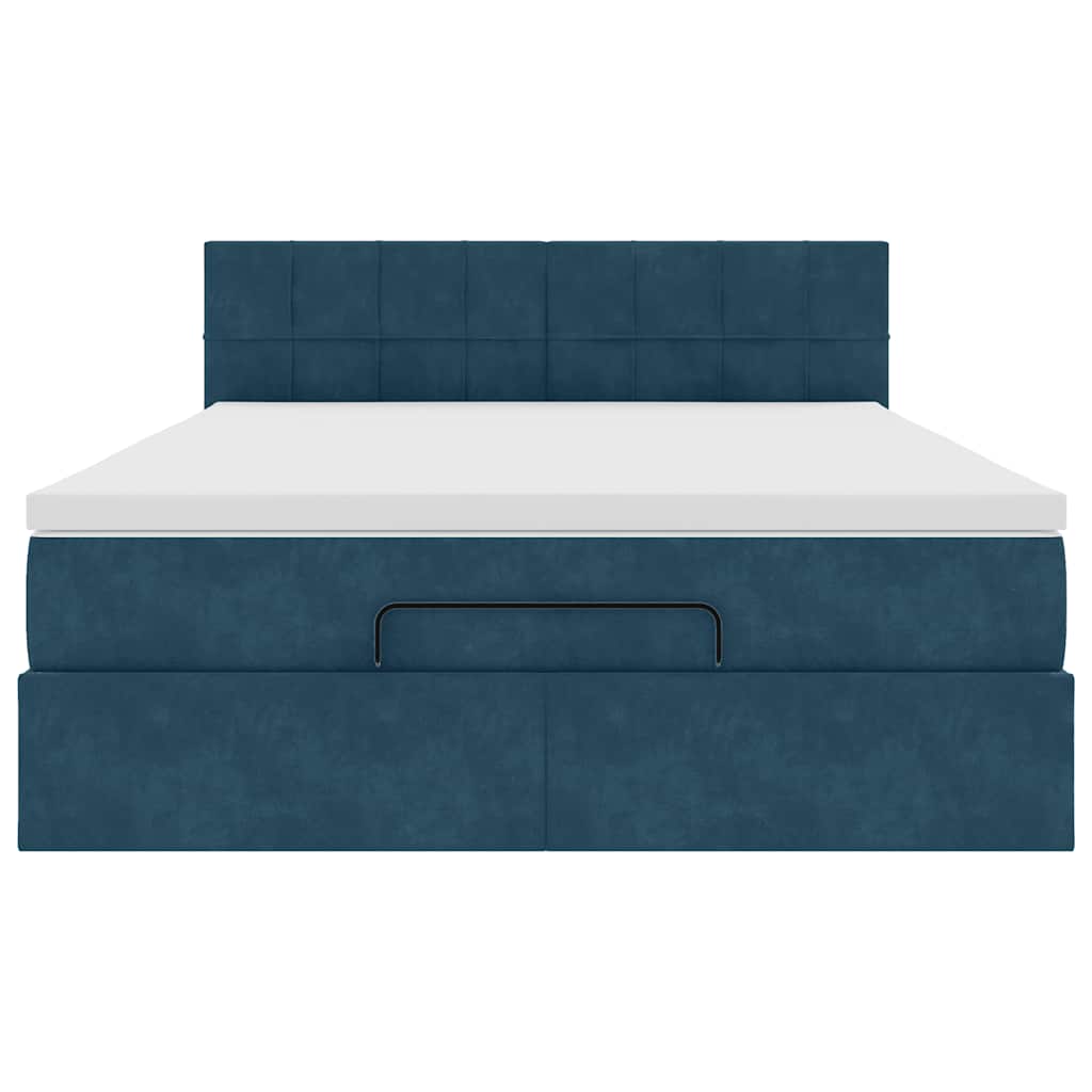 vidaXL Ottoman bed met matras 140x190cm fluweel donkerblauw blauw, foto 4