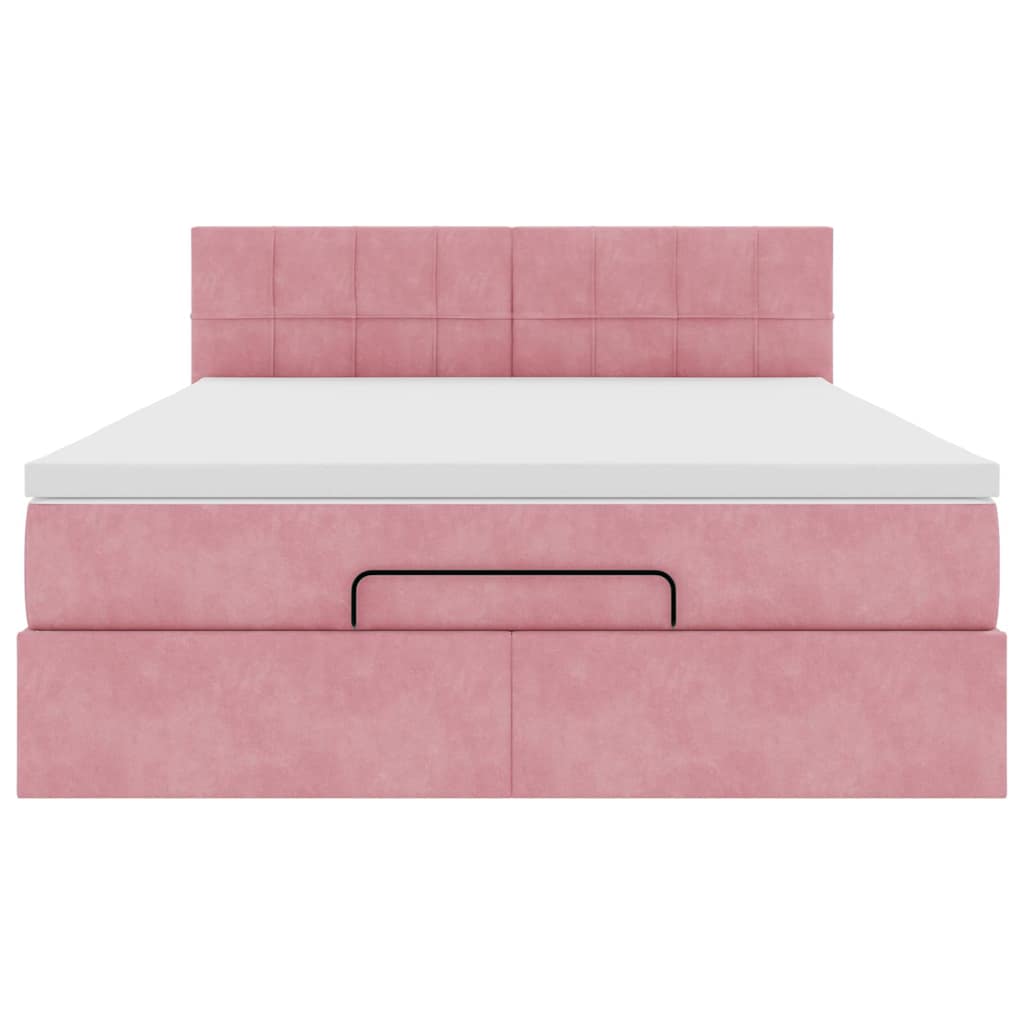 vidaXL Ottoman bed met matras 140x190cm fluweel roze, foto 4