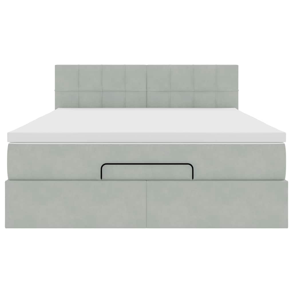 vidaXL Ottoman bed met matras 140x200cm fluweel lichtgrijs grijs, foto 4