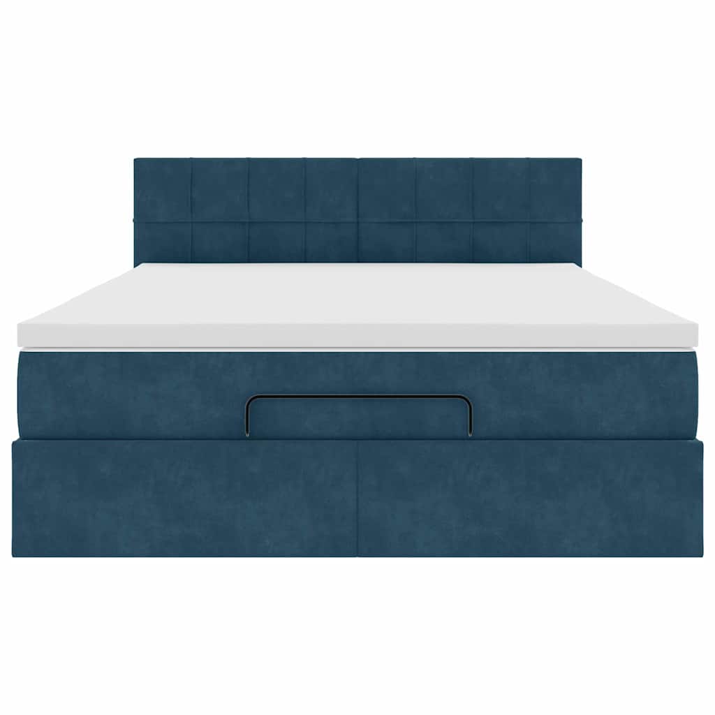 vidaXL Ottoman bed met matras 140x200cm fluweel donkerblauw blauw, foto 4