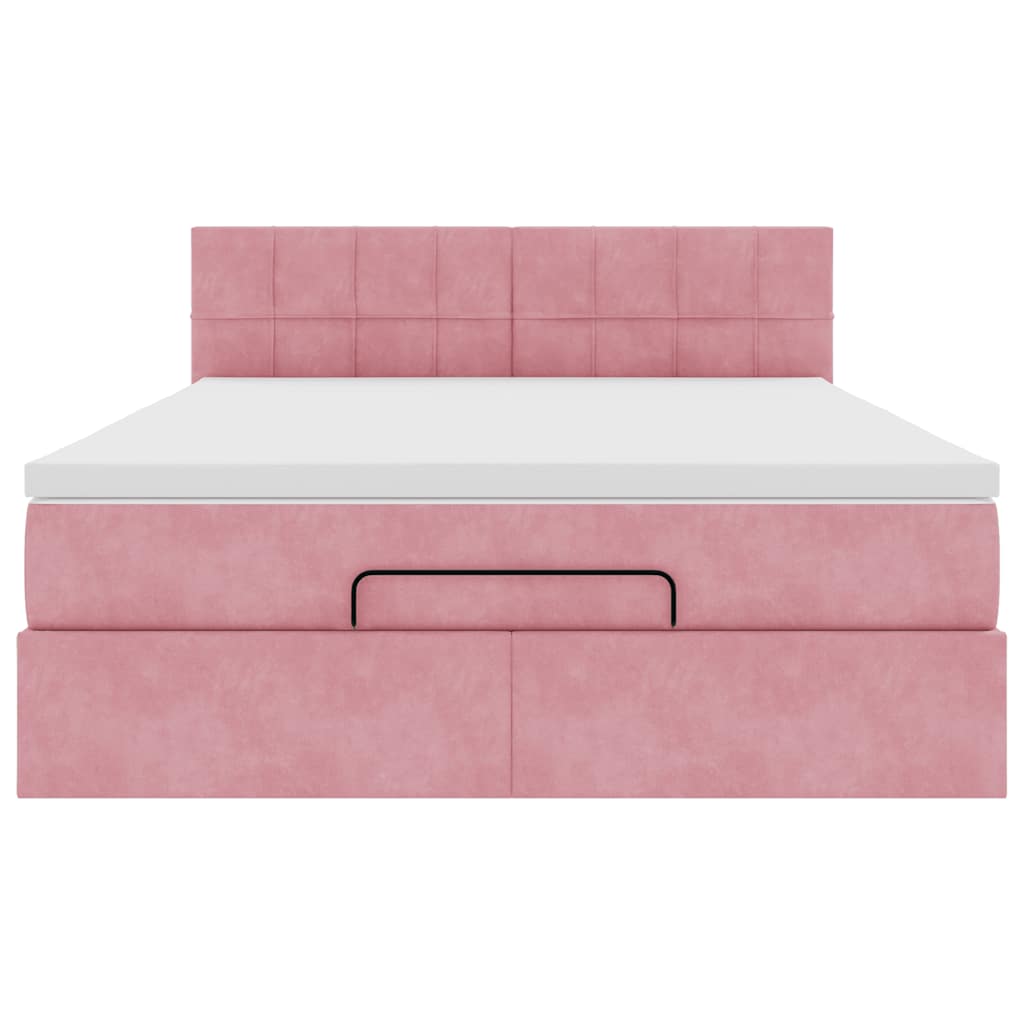 vidaXL Ottoman bed met matras 140x200cm fluweel roze, foto 4