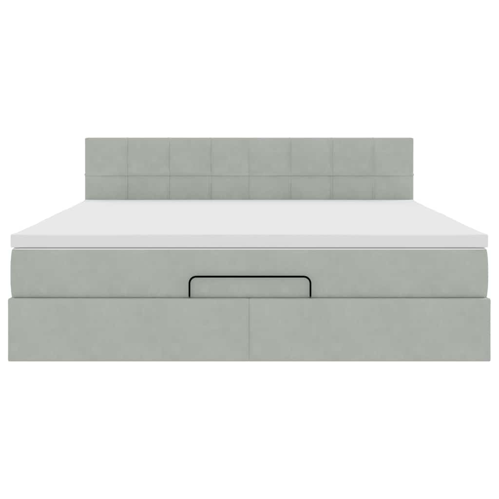 vidaXL Ottoman bed met matras 160x200cm fluweel lichtgrijs grijs, foto 4