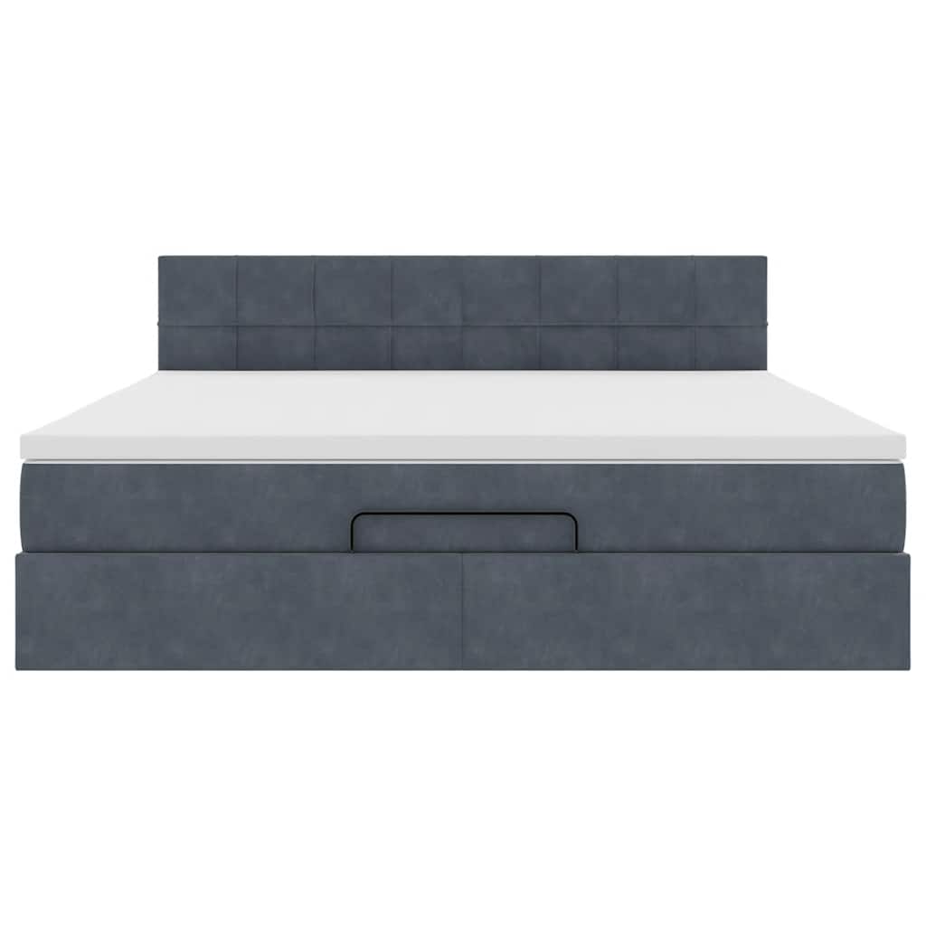 vidaXL Ottoman bed met matras 160x200cm fluweel donkergrijs grijs, foto 4
