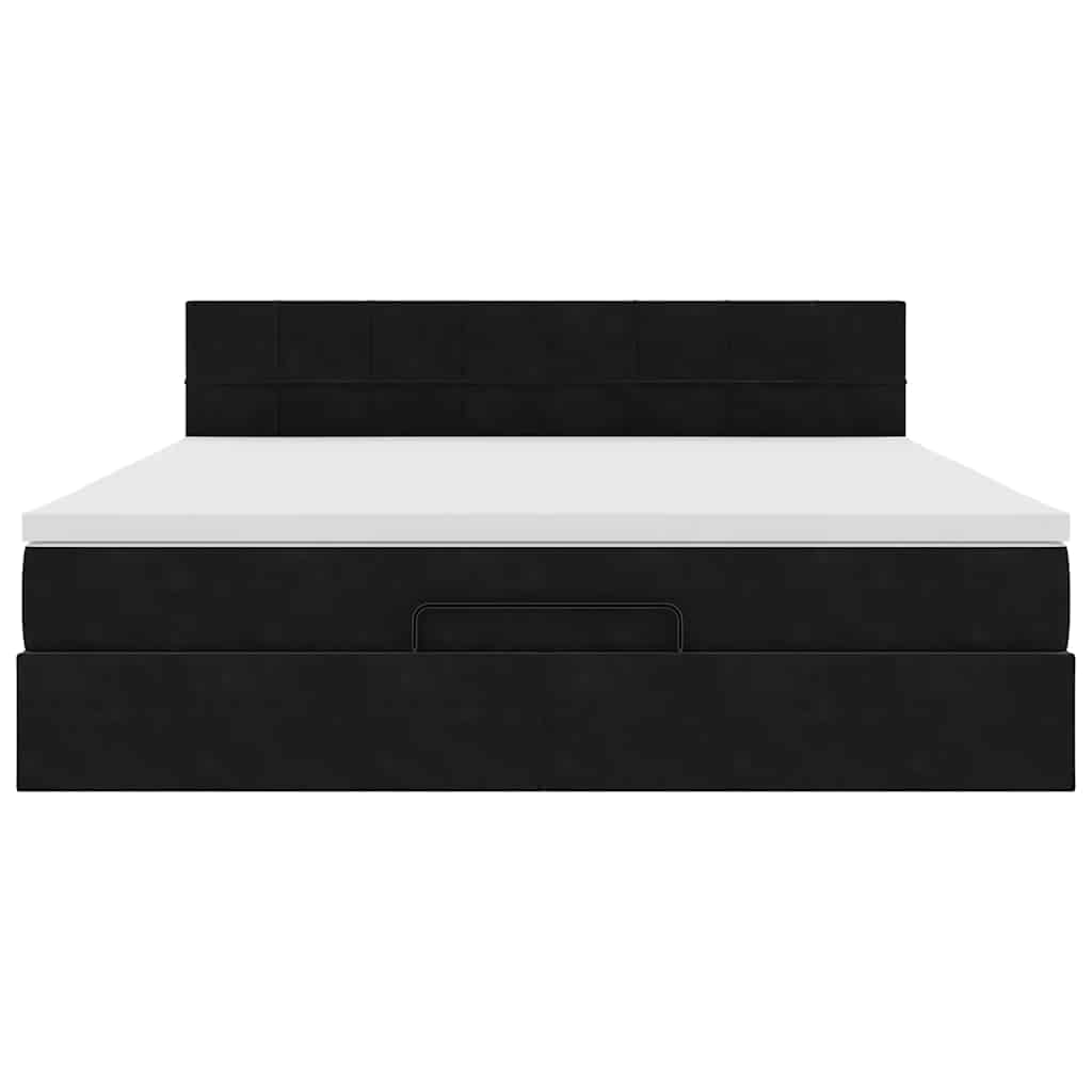 vidaXL Ottoman bed met matras 160x200cm fluweel zwart, foto 4