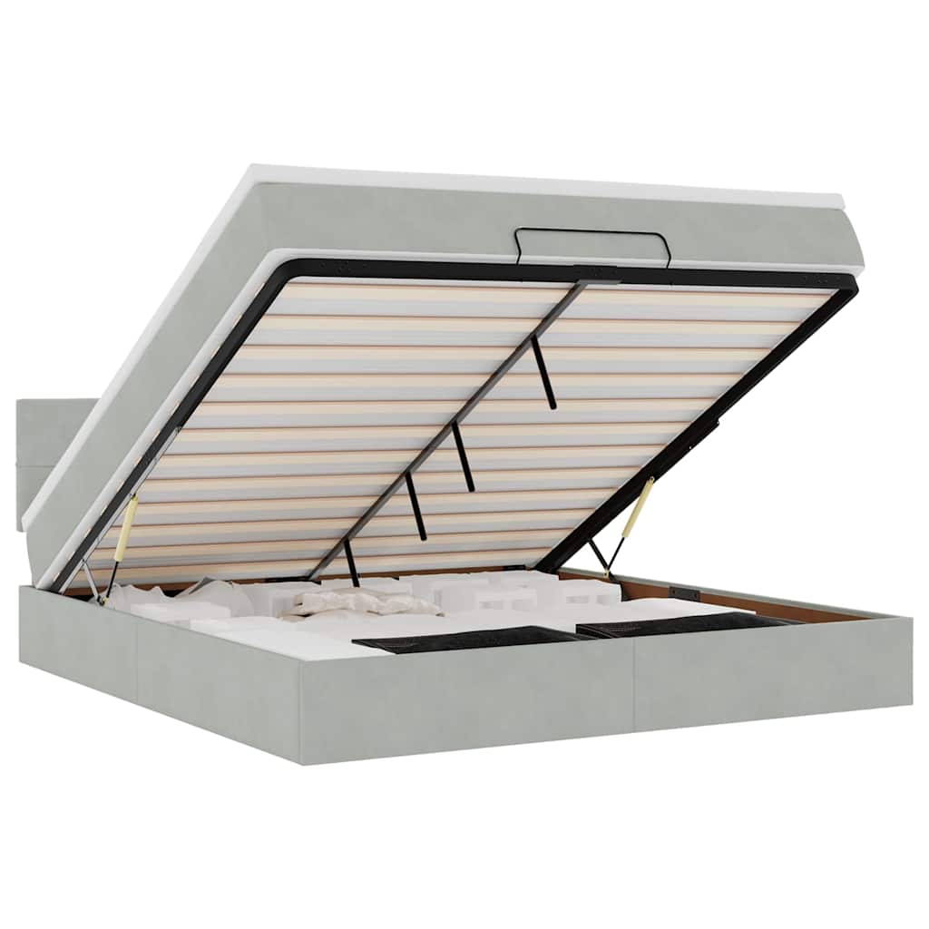 Thumbnail - vidaXL Ottoman-Bett mit Matratze Hellgrau 180x200 cm Samt