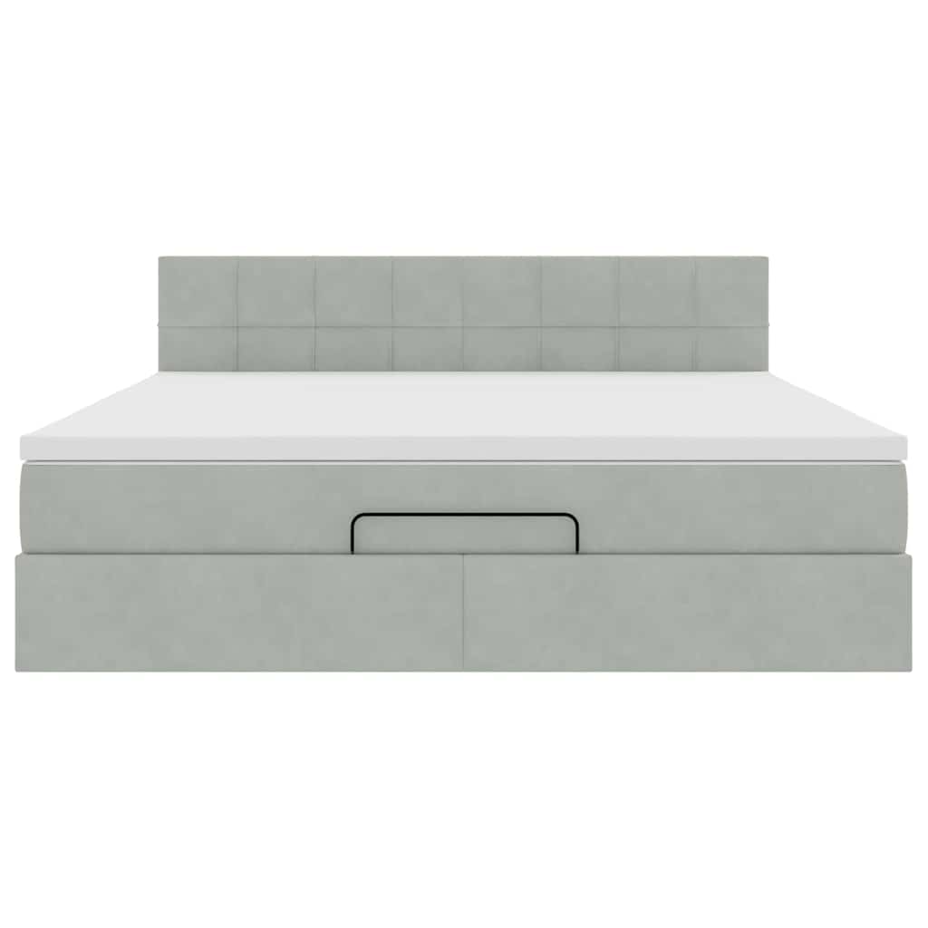 vidaXL Ottoman bed met matras 180x200cm fluweel lichtgrijs grijs, foto 4