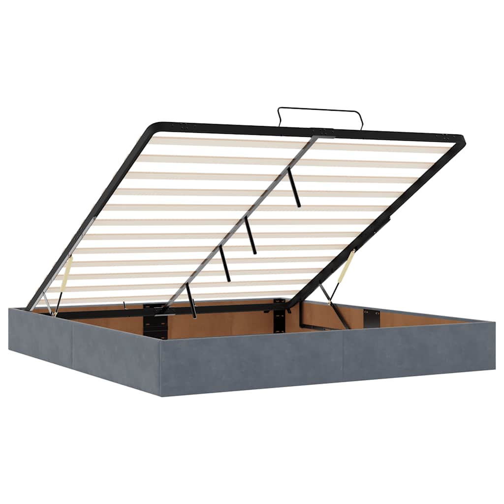 vidaXL Ottoman bed met matras 180x200cm fluweel donkergrijs afbeelding