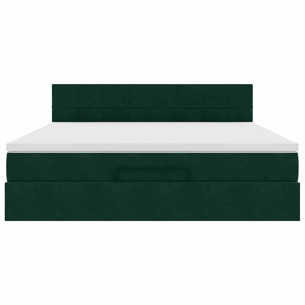 vidaXL Ottoman bed met matras 180x200 cm fluweel donkergroen groen, foto 4