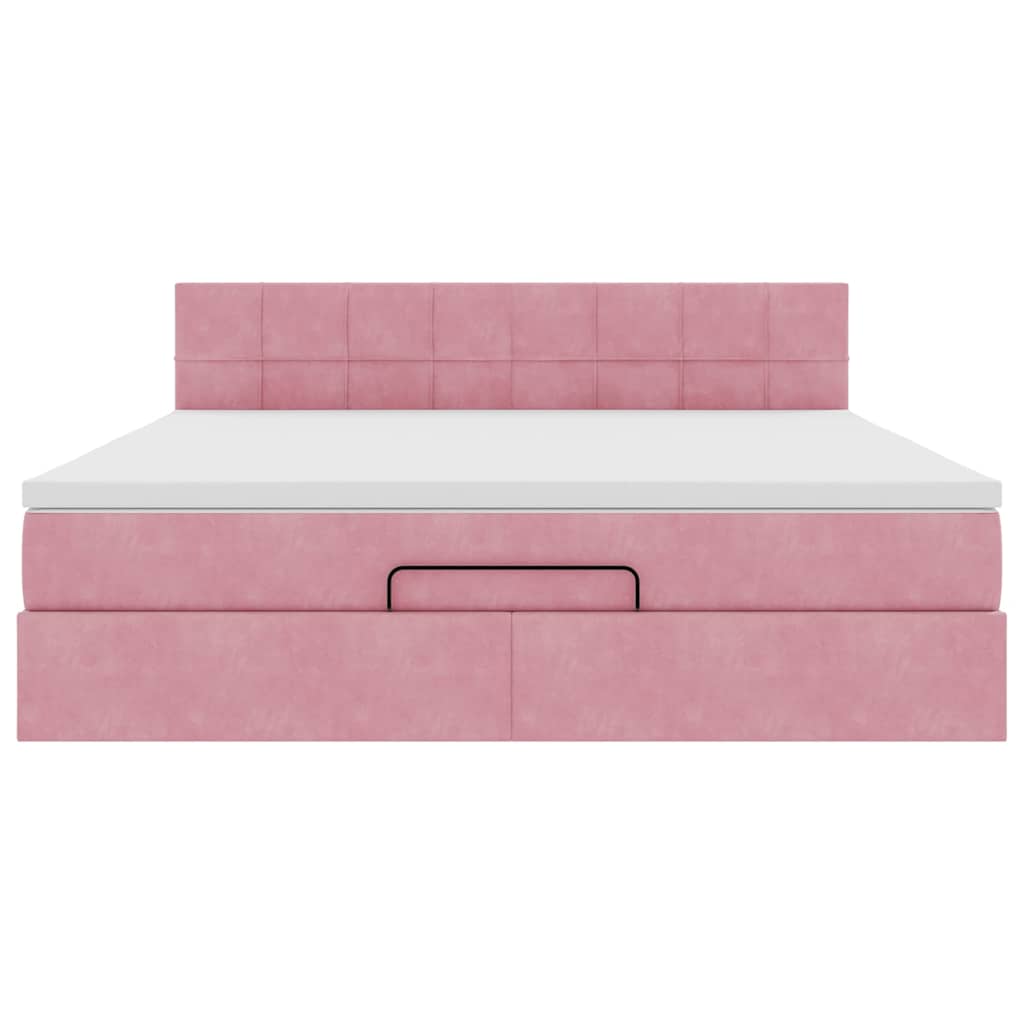 vidaXL Ottoman bed met matras 180x200 cm fluweel roze, foto 4