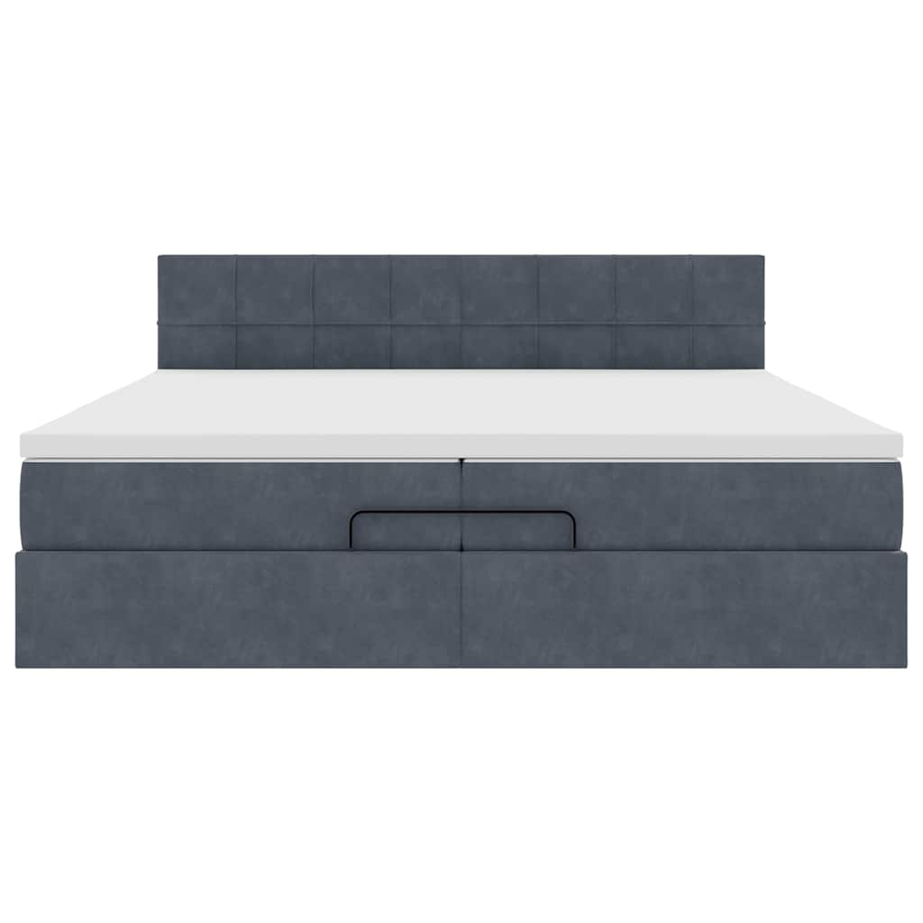 vidaXL Ottoman bed met matras 200x200 cm fluweel donkergrijs grijs, foto 4