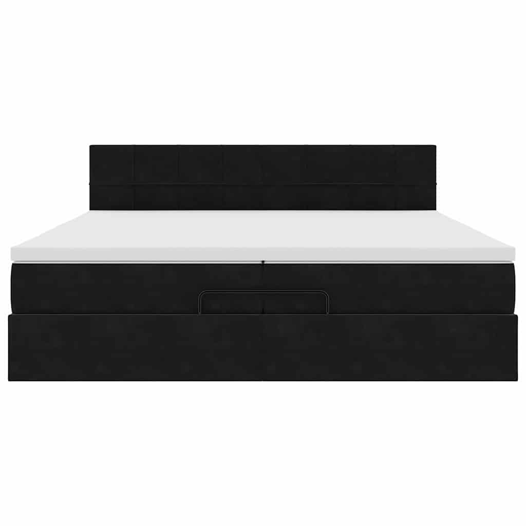 vidaXL Ottoman bed met matras 200x200 cm fluweel zwart, foto 4