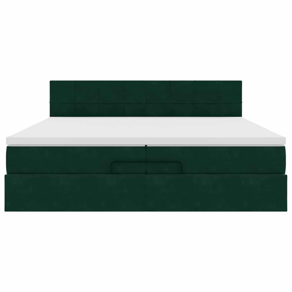 vidaXL Ottoman bed met matras 200x200 cm fluweel donkergroen groen, foto 4