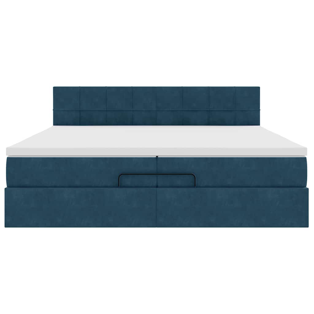 vidaXL Ottoman bed met matras 200x200 cm fluweel donkerblauw blauw, foto 4
