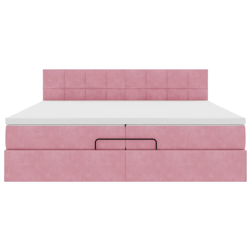 vidaXL Ottoman bed met matras 200x200 cm fluweel roze, foto 4