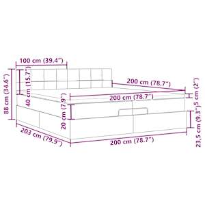 Osmanský rám postele s matrací růžová 200x200 cm samet - obrázek 13