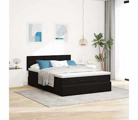 vidaXL Ottoman Bed with Mattress Black Double Velvet