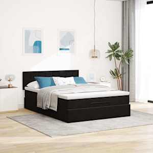 vidaXL Ottoman Bed with Mattress Black Double Velvet