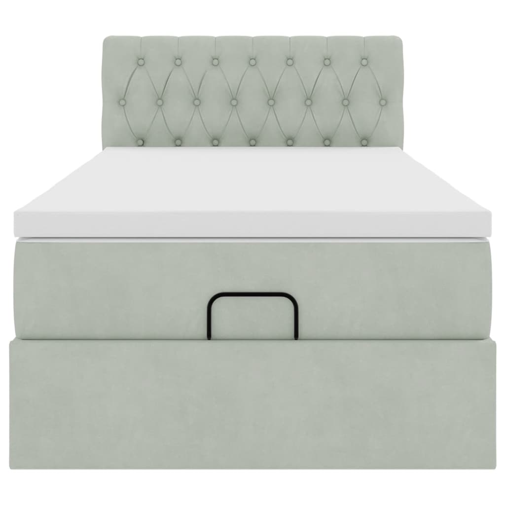vidaXL Ottoman bed met matras 80x200cm fluweel lichtgrijs grijs, foto 4