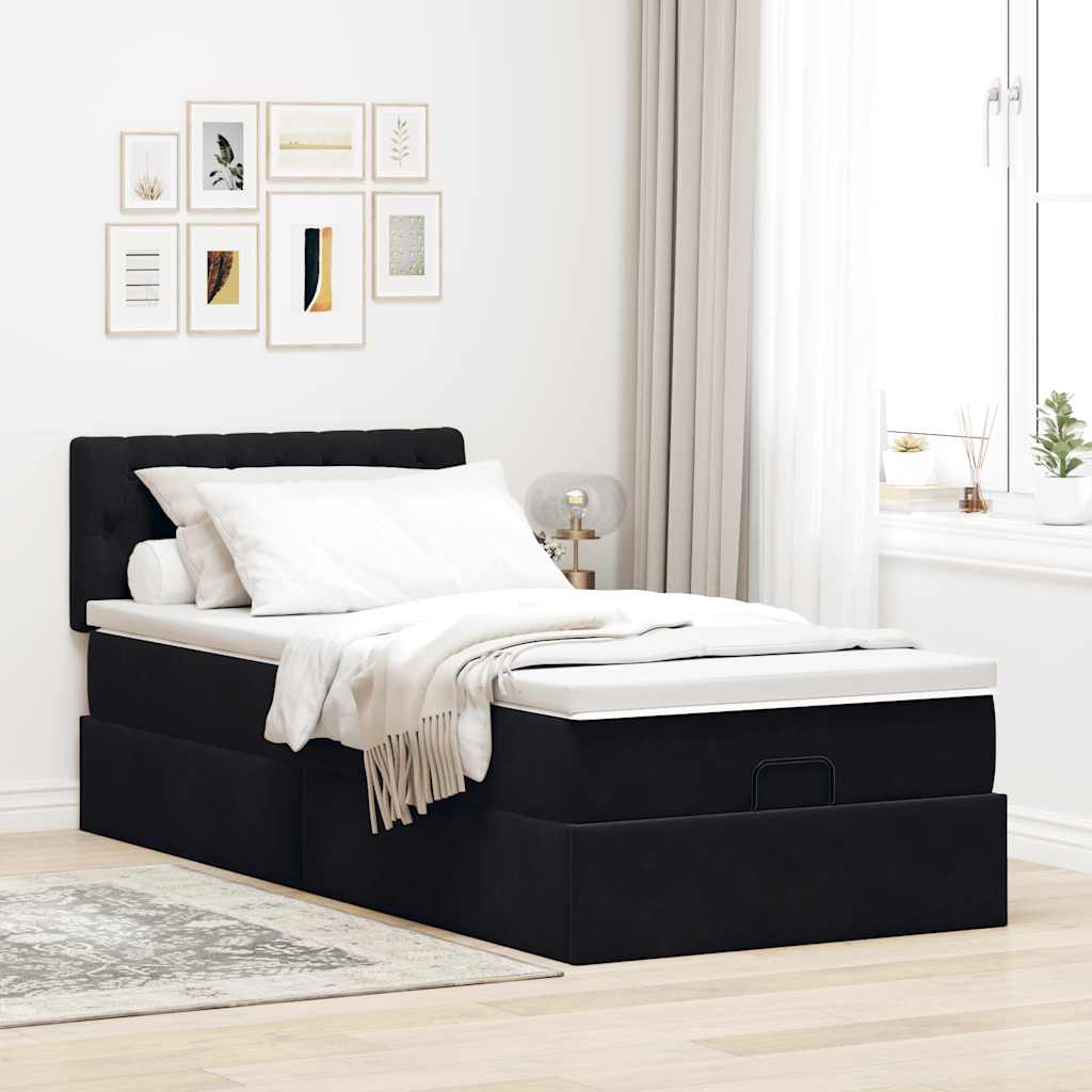 vidaXL Ottoman bed met matras 80x200cm fluweel zwart afbeelding