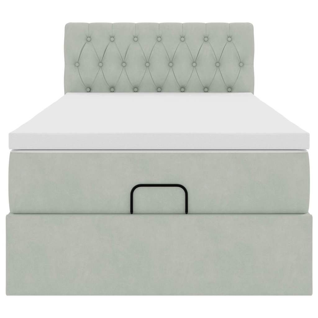 vidaXL Ottoman bed met matras 90x190cm fluweel lichtgrijs grijs, foto 4