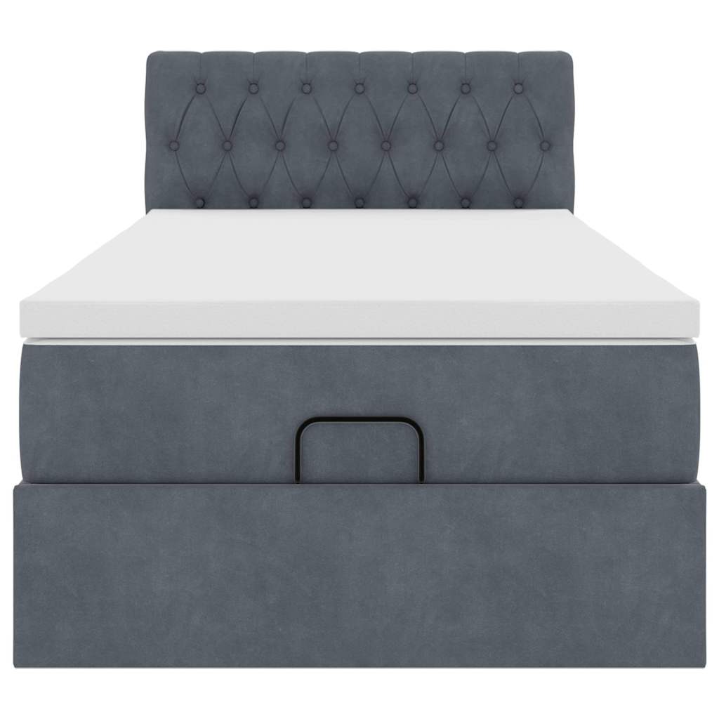vidaXL Ottoman bed met matras 90x190cm fluweel donkergrijs grijs, foto 4