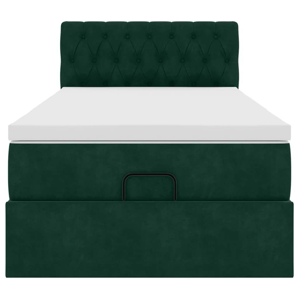 vidaXL Ottoman bed met matras 90x190cm fluweel donkergroen groen, foto 4