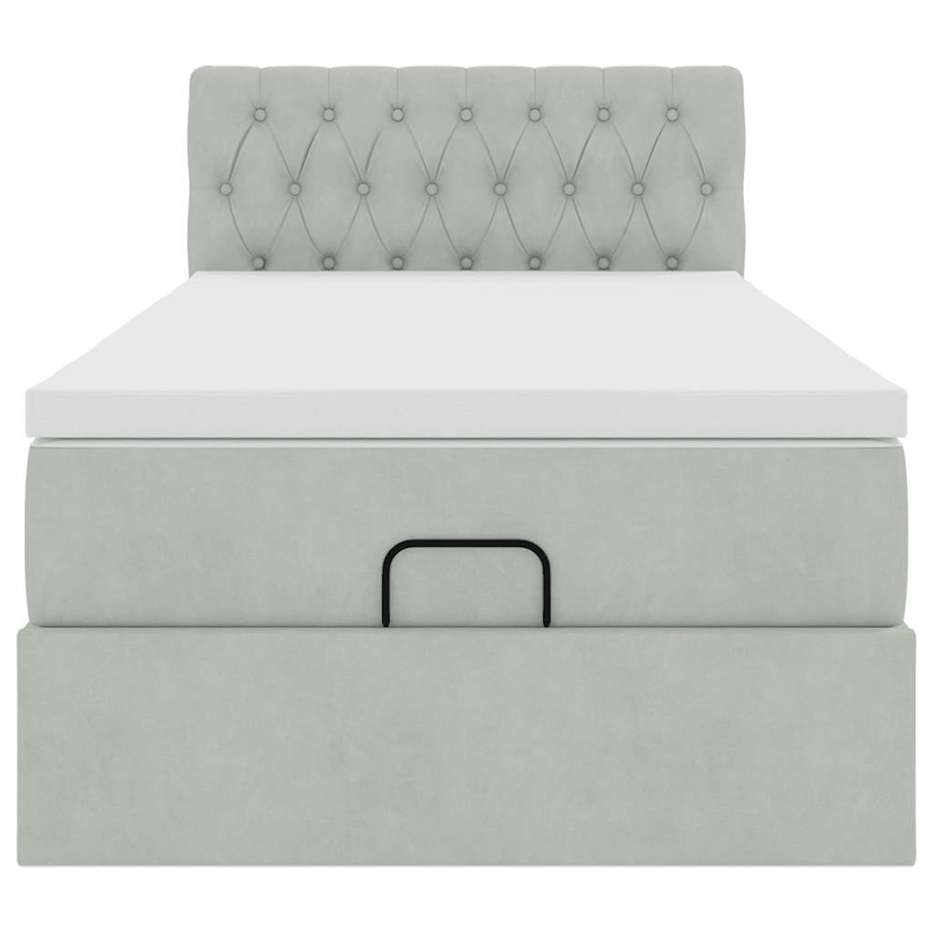 vidaXL Ottoman bed met matras 90x200cm fluweel lichtgrijs grijs, foto 4