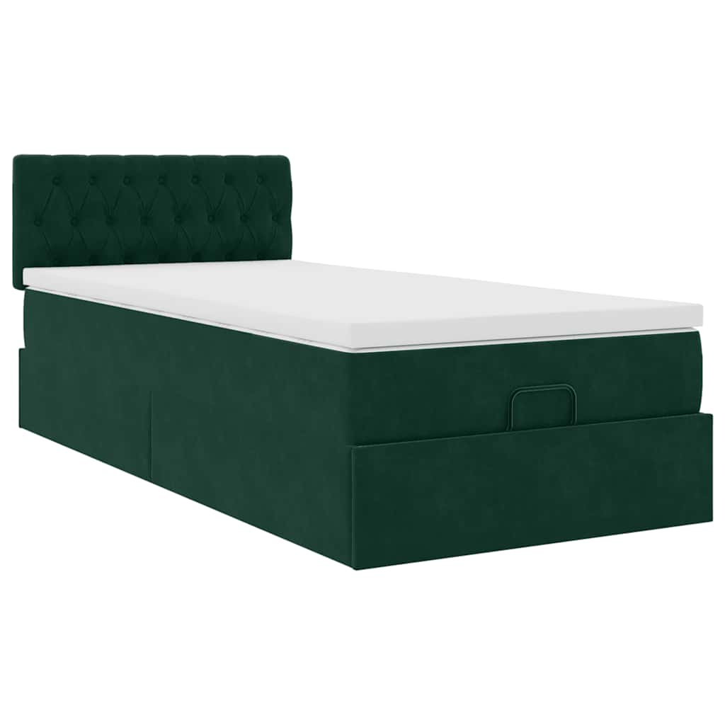 vidaXL Ottoman bed met matras 90x200cm fluweel donkergroen groen, foto 4