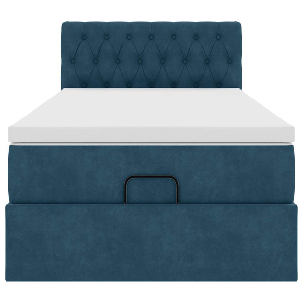 vidaXL Ottoman bed met matras 90x200cm fluweel donkerblauw blauw, foto 4