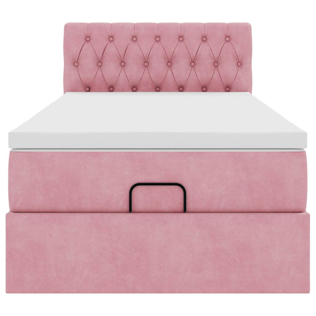 vidaXL Ottoman bed met matras 90x200cm fluweel roze, foto 4