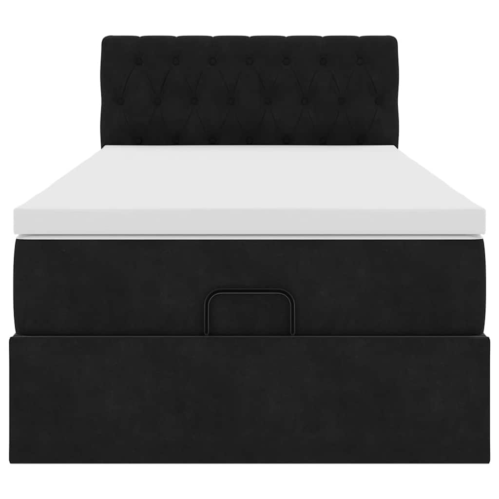vidaXL Ottoman bed met matras 100x200 cm fluweel zwart, foto 4