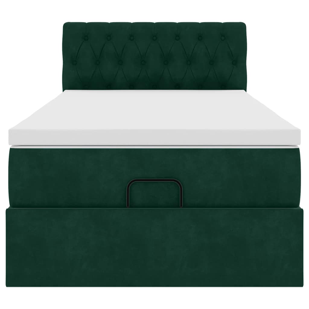 vidaXL Ottoman bed met matras 100x200 cm fluweel donkergroen groen, foto 4